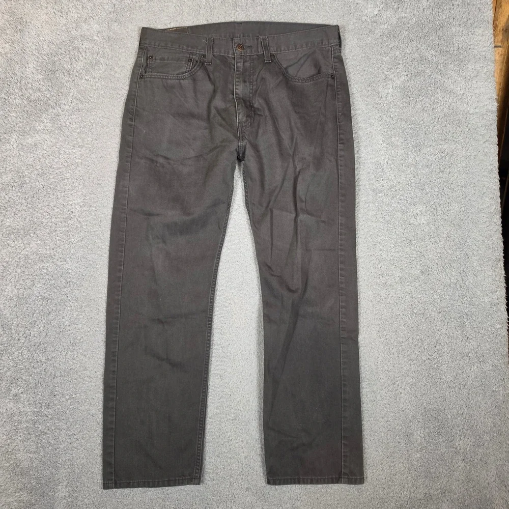 Levis 505 Jeans Mens 36x30 Regular Fit Charcoal Gray Excellent Straight Leg